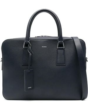 Sandro Large Grained Leather Briefcase - Black