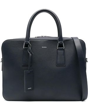 Sandro Large Grained Leather Briefcase - Black