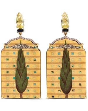 Silvia Furmanovich Marquetry Kashmir Pine Window Diamond And Sapphire Earrings - Metallic