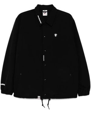 Aape By A Bathing Ape Moonface-Appliqué Overshirt - Black