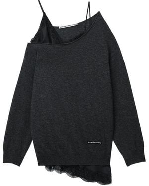 Alexander Wang Langarmpullover Mit Integriertem Slipdress Und Cut-Out-Ausschnitt - Schwarz