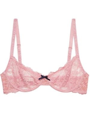 Fleur du Mal Bianca Lace Balconette Bra - Pink
