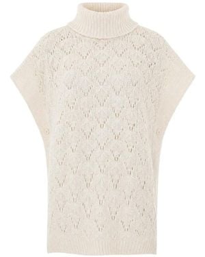 Fabiana Filippi Knitted Sleeveless Poncho - White