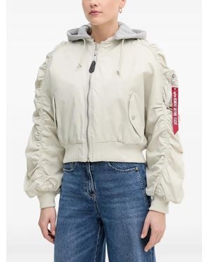 Alpha Industries Ruched-Sleeve Hooded Jacket - Blue