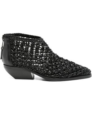 Elena Iachi Woven leather pointed-toe boots - Schwarz