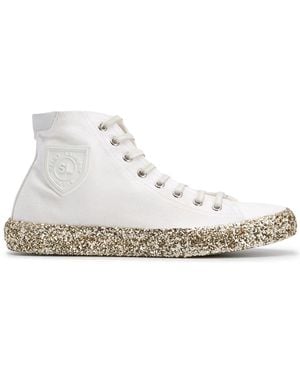 Saint Laurent Bedford Glitter-Embellished Hi-Top Sneakers - White