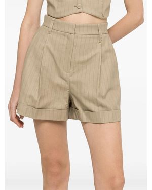 Nissa High-Waisted Pinstripe Shorts - Natural