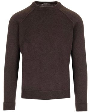Al Duca d'Aosta Raglan-Sleeve Ribbed-Trim Jumper - Brown