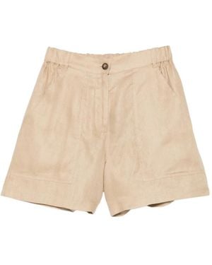 Weekend by Maxmara Elasticated Patch-Pocket Shorts - Natural
