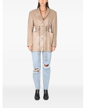 The Mannei Gathered-Wait Blazer - White
