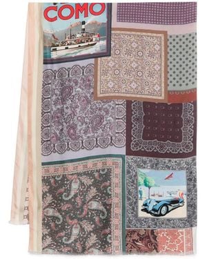 Pierre Louis Mascia Patchwork Paisley Scarf - Purple