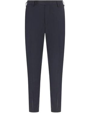 Michael Coal Pressed-Crease Flap-Pocket Trousers - Blue