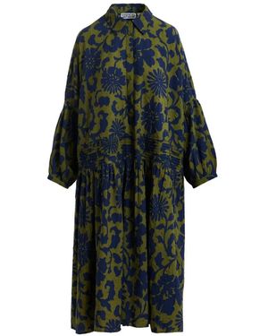 Essentiel Antwerp Floral-Print Pleated Shirt Dress - Black