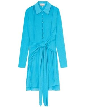 Ganni Robe Mi-Longue À Détail Noué - Blue