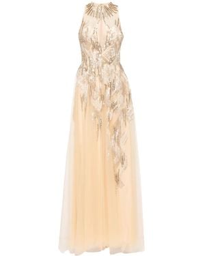 Saiid Kobeisy Long Embroidered Dress - Natural