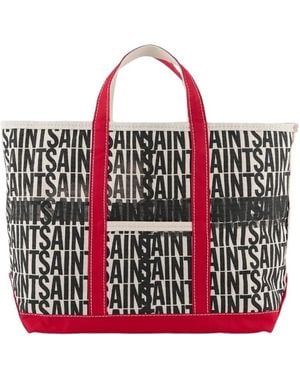SAINT Mxxxxxx Logo-Print Canvas Tote Bag - Red