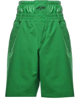 Moncler Logo-Print High-Waisted Shorts - Green