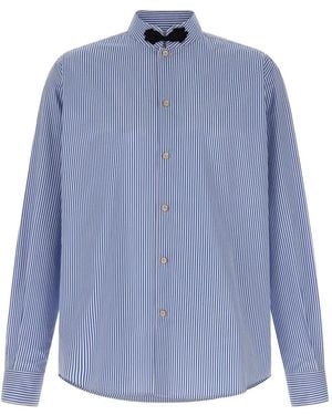 Valentino Garavani Long-Sleeved Striped Cotton Shirt With Toggle - Blue