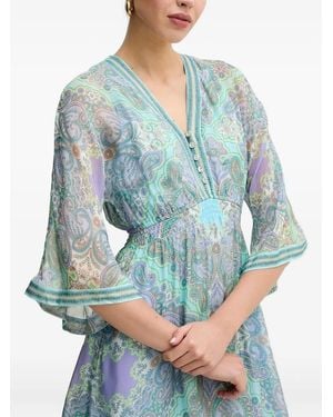 Hale Bob Vestido Emerie corto con estampado de cachemira - Azul