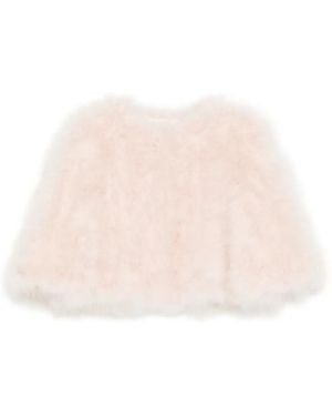 Yves Salomon Feather Cropped Coat - Pink