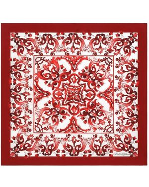 Dolce & Gabbana 50X50 Majolica-Print Twill Scarf - Red