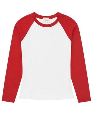 Reformation Noelle Raglan-Sleeve T-Shirt - Red