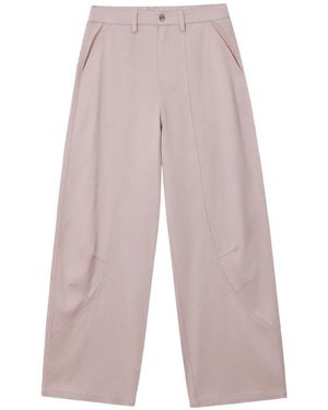 Mini Cream Seam-Detail Wide-Leg Pants - White