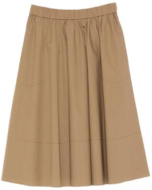 Susanne Bommer Swing Elasticated-Waistband Midi Skirt - Natural