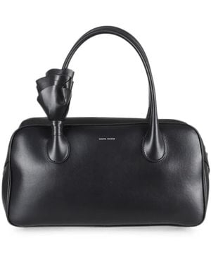 Magda Butrym Brigitte Rose-Detail Leather Tote Bag - Black