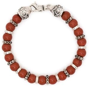 Emanuele Bicocchi Engraved-Detail Bead Bracelet - White