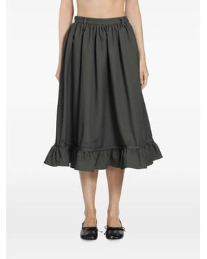 MM6 by Maison Margiela Gathered Ruffled Midi Skirt - Black