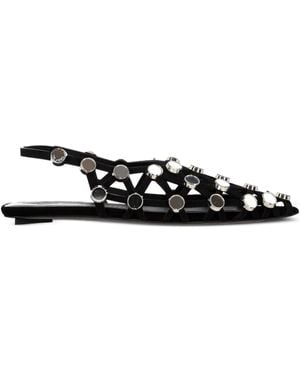 The Attico Spitze Wildleder-Pumps mit Gittermuster - Schwarz