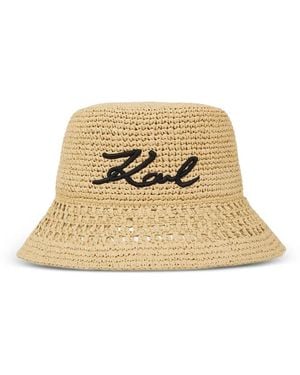 KARL LAGERFELD Signature Crochet Hat - Natural