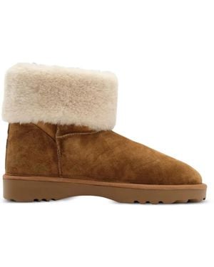 Burberry Check Shearling Flint Boots - Brown