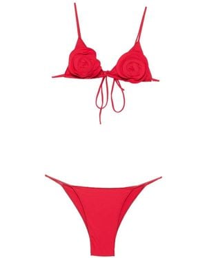 LaRevêche Sanya Bikini Mit Blumenapplikation - Rot