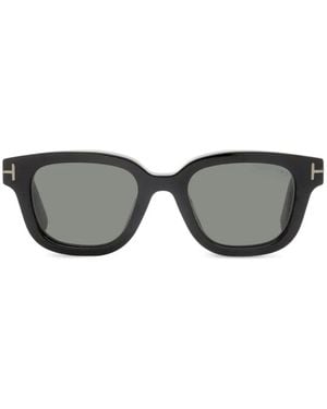 Tom Ford T-Logo Rectangular-Frame Sunglasses - Grey
