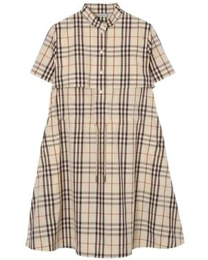 Burberry Check Cotton Dress - Natural