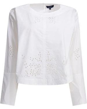 Soeur Floral-Broderie Cotton Blouse - White