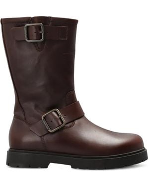 Birkenstock Leather Ankle Boots "Highwood Mid Wire Buckle" - Brown