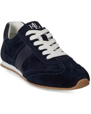 Ralph Lauren Dani Suede Logo-Embroidered Sneakers - Blue