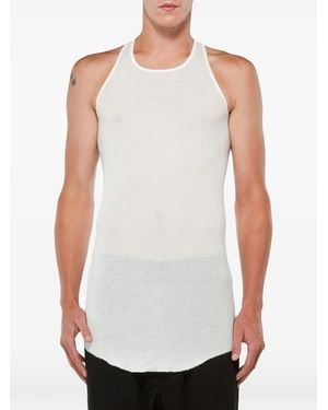 Rick Owens Ribbed Texture Round Neck Sleeveless Top Size M - White