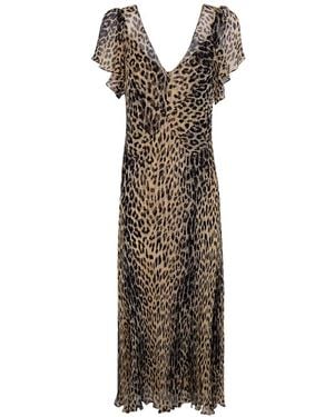 RIXO London Nina Leopard-Print Maxi Dress - Natural