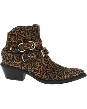 Pinko Tex 13 Leopard-Print Ankle Boots - Brown