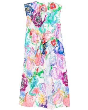 JNBY Floral-Print Ruffled Dress - White