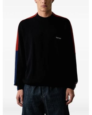 ARMANI EXCHANGE Logo-Embroidered Side-Stripe Sweater - Black