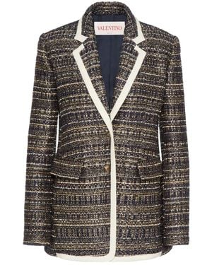 Valentino Garavani Tweed Single-breasted Blazer - Black