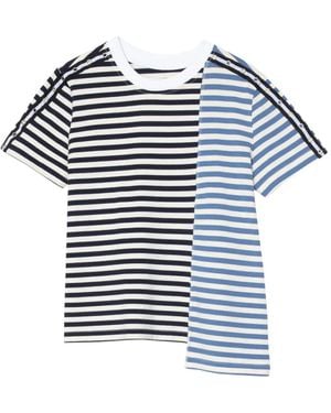 3.1 Phillip Lim T-Shirt mit gestreiftem Einsatz - Blau