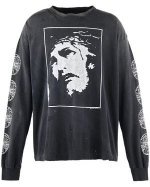 SAINT Mxxxxxx T-Shirt Met Print - Grijs