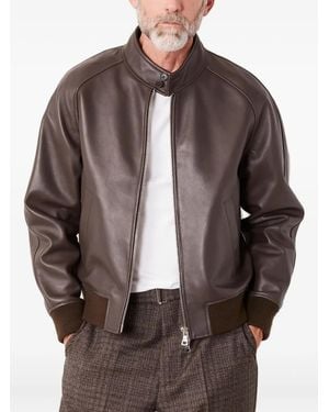 Officine Generale Leather Zip-Fastening Leather Jacket - Brown