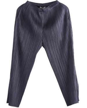 Pleats Please Issey Miyake Pleated Cropped Trousers - Blue
